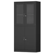 Nikcorp Pisarniška kovinska omara NIKCORP GD-FC-004, zapirljiva, kaljeno steklo, 2 police, 90x40x185 cm, nosilnost 40 kg/polico, črna, za dokumente in pisarniški material