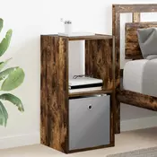 vidaXL Nočna omarica Dimljeni oreh 35 x 32 x 68,5 cm Konstruiran les