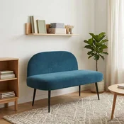 Oblikovana klupa s naslonjacem Plava 110 x 60 x 76 cm Baršun