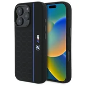 slomart Etui BMW Silicone Hexagon Blue Line MagSafe za iPhone 16 Pro - črno