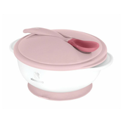 Kikkaboo Suction Bowl & Heat Sensing Spoon jedilni set 4 m+ Pink 2 kos
