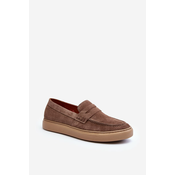 Mens Suede Loafer Shoes Zazoo 1574 Dark Beige