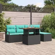 vidaXL vidaXL Komplet za jedilnico v vrtu z blazino 6 pcs Črna in Teal, (5000134330)