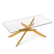 Northix Steklena klubska mizica 120 x 60 cm kaljeno steklo zlata