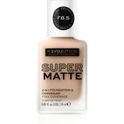 Revolution Relove Super Matte 2 in 1 Foundation & Concealer puder za vse tipe kože 24 ml odtenek F8.5