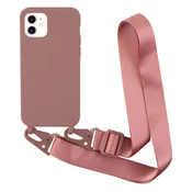 Silikonski ovitek Bigcousin z vrvico za iPhone 12 Mini – roza