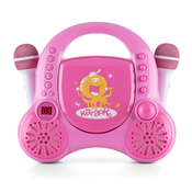auna Rockpocket-A PK Otroška Karaoke naprava CD AUX, 2 x Mikrofon, Akumulatorska baterija, Rožnata barva (MG3-Rockpocket-A PK)