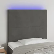 Vidaxl vidaXL Vzglavje postelje z LED diodo temno sivo 90x5x118/128 cm žametno
