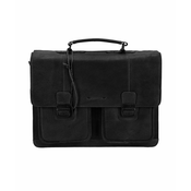 TORBA POSLOVNA Aviator Usnjena ČRNA BUFF TRUMBLED