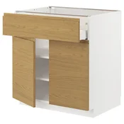 METOD / MAXIMERA Podni element s fiokom/2 vrata, bela/Voxtorp im. hrastovine, 80x60 cm