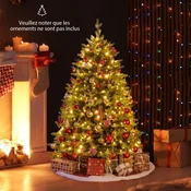 Another-Label Umetno božično drevo z vnaprej osvetljenimi lučmi 150 cm, 250 LED, na tečajih