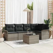Sjedeća garnitura za vrt 6 kom. Siva poliratan 242,5 x 132,5 x 69 cm