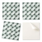 shumee Samolepilne vinilne ploščice s potiskom za kopalnico, geometrijski krogi in kvadrati 9x30x30 cm