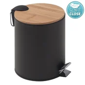 Gedy Elegantni Odpadkovni Koš 3L - Črna Mat/Bambus, Soft Close