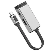OEM A-Logic, 2-v-1 USB-C na HDMI 4K 60Hz in USB-C 100W hitri HUB MagForce serija, Črna/Srebrna, (5000185074)