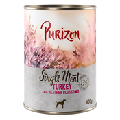 Varčno pakiranje Purizon Single Meat 24 x 400 g - Puran s cvetovi rese