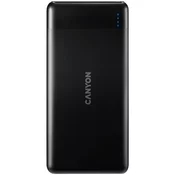 Canyon powerbank PB-107B PD/QC3.0,10000mAh Li-pol, vhod 5/9/12V (MicroUSB/USB-C),izhod 5/9/12V (USB-A+USB-C),črna