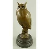 Casa Padrino luxury bronze decorative figure owl on marble base bronze/black 14 x 14 x H. 30 cm - Bronze decorative sculpture - Desk decoration - Decorative accessories - Luxury accessories