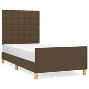 Vidaxl Posteljni okvir brez vzmetnice temno rjav 100x200 cm blago
