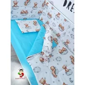 Bubamara037 Set posteljine za krevetac sa ravnom ogradicom, Plavi
