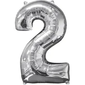 Amscan Folija balon 26 srebrn številka 2, 1 kos.
