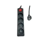 MicroConnect MC-PSOO040500FRB Podaljšek s 4 vtičnicami, 5 m