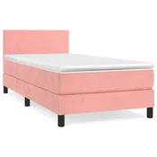 vidaXL vidaXL Box spring postelja z vzmetnico roza 90x200 cm žamet, (20895226)