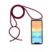 Prozoren ovitek z vrvico za Samsung S20 Plus – temno rdeča