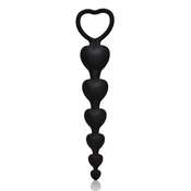 SuperLove Beaded Butt Plug with Easy Pull Ring Silicone Black
