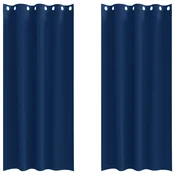 Zavese za zatemnitev z obroči 2 kos Temno modra 245 x 140 cm