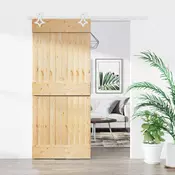 vidaXL Drsna vrata Naravna in bela 90 x 210 cm Masiven borov les