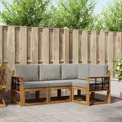 Set vanjskih sofa 4 kom. Prirodna i svijetlo siva