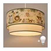 Brilagi-LED Deciji luster na sajli BOBO 1xE27/10W/230V precnik 40 cm krem./zel./džungla