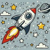 Rayher. Slikanje po številkah Kids, Space rocket, 25x25cm