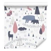 Skandinavska tapeta z živalmi za dnevno sobo in spalnico 50x1000 cm