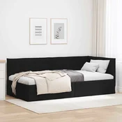 Kutni okvir kreveta s uzglavljem Crna 80 x 200 cm tkanina