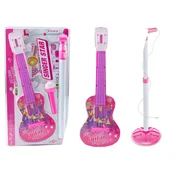 slomart LEAN TOYS Električna kitara Set z mikrofonom na baterije - Roza