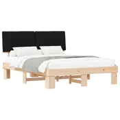 Vidaxl Posteljni okvir z oblazinjenim vzglavjem Črna 150 x 200 cm