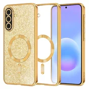TPU gel maskica Techsuit Luxury Glitter MagSafe za Samsung Galaxy A57 - gold
