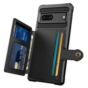 GS Ovitek za Google Pixel 7, hibridni žepni ovitek z režo za kartice, črn