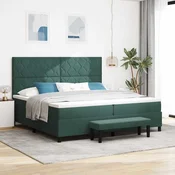 vidaXL vidaXL Postelja z vzmetnico Temno zelena 200 x 200 cm Žamet, (5000128430)