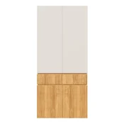 SONNENH Garderobna omara, 90 x 50 x 200 cm, MDF/iverna plošča, svetlo siva/naravna, predali za shranjevanje, zaprti prostor za shranjevanje