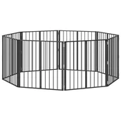 Vrata za pse 8 pcs Crna 80 x 80 cm Cinkani celik