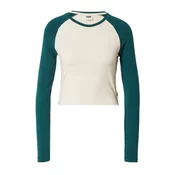 Womens Organic Cropped Retro Baseball Long Sleeves with White Sand/Jasper