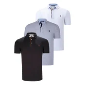 TRIPLE SET T8582 DEWBERRY MENS T-SHIRT-BLACK-WHITE-GREY
