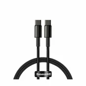 BASEUS Tungsten Gold USB-C na USB-C kabel, 100 W, 1 m (crni)