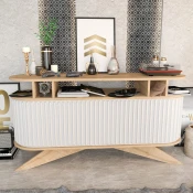 Hanah home Polica 150x75x43cm Hrast-Bela