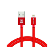 Swissten MFI USB - lightning podatkovni in polnilni kabel, rdeč, 2 m