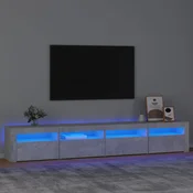 TV ormaric s LED svjetlima siva boja betona 240x35x40 cm