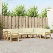Set vanjskih sofa s jastukom 10 pcs Bijela i krem